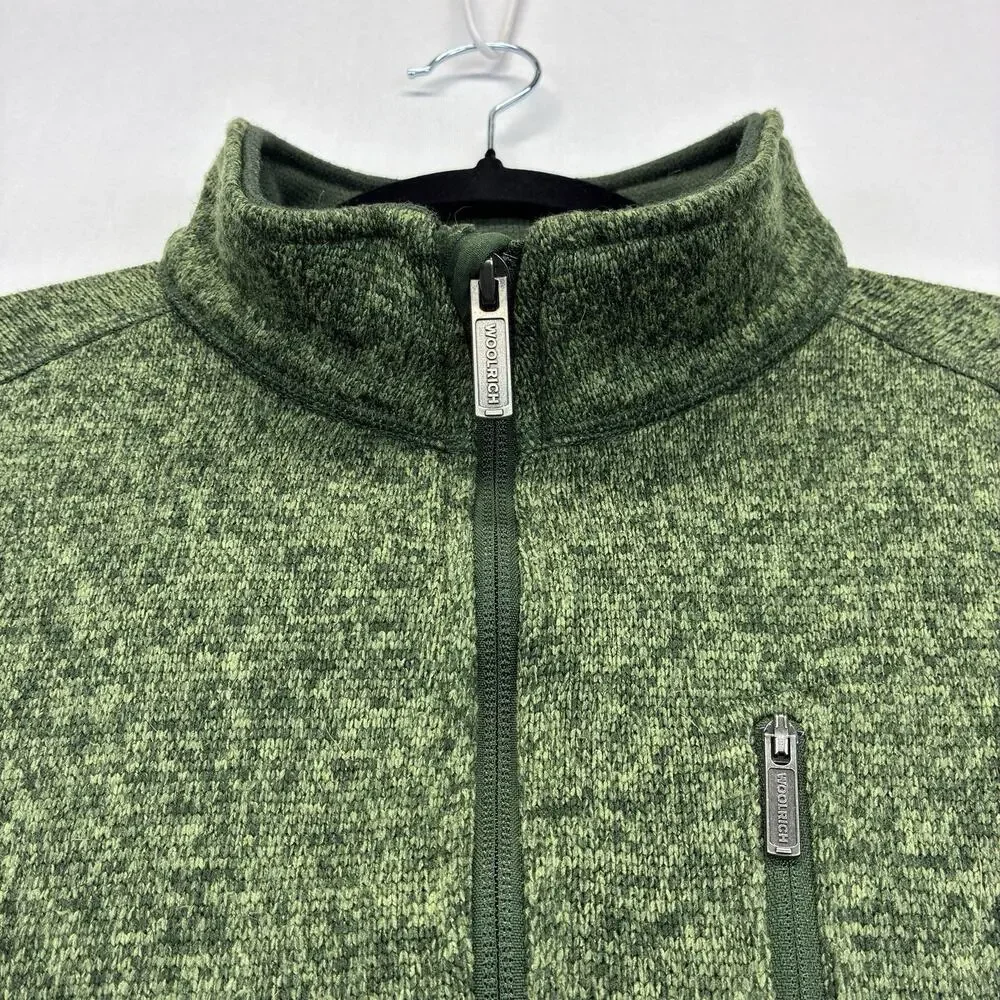 Woolrich Men’s XL Quarter Zip Sweater Fleece Pullover Green Outdoor